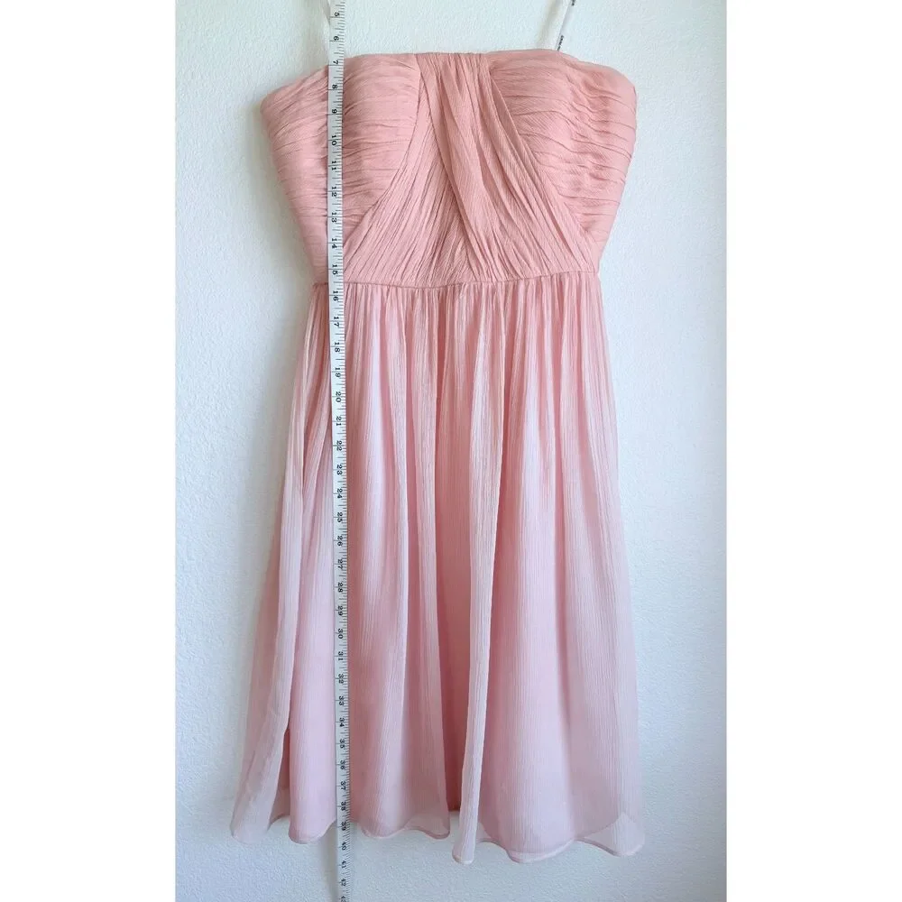 Donna Morgan Bridesmaids 100% Silk Chiffon Sweetheart Strapless Dress in Pink 6 - Picture 7 of 10